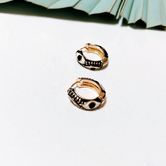 Evil eye hoop earrings S60 - Picture 2 of 2